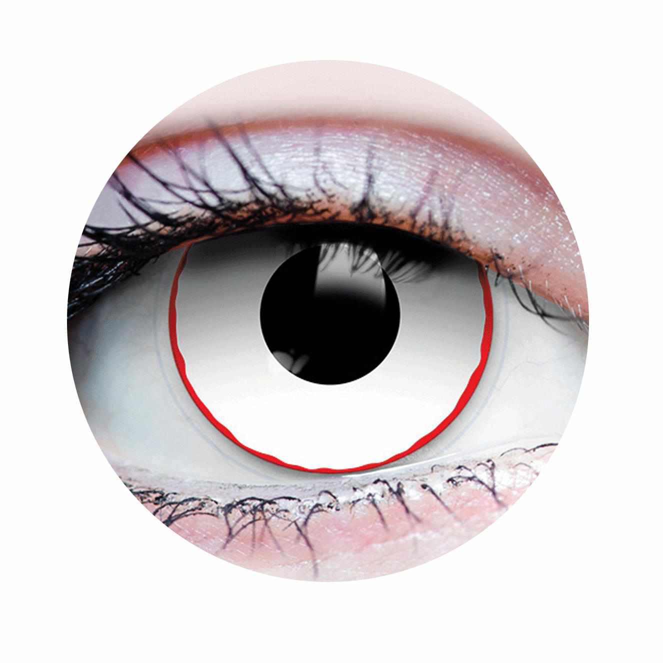 Red, White Colored contact lenses, Halloween Cosplay, color contacts, krazy lens, fancy lens, circle lens.