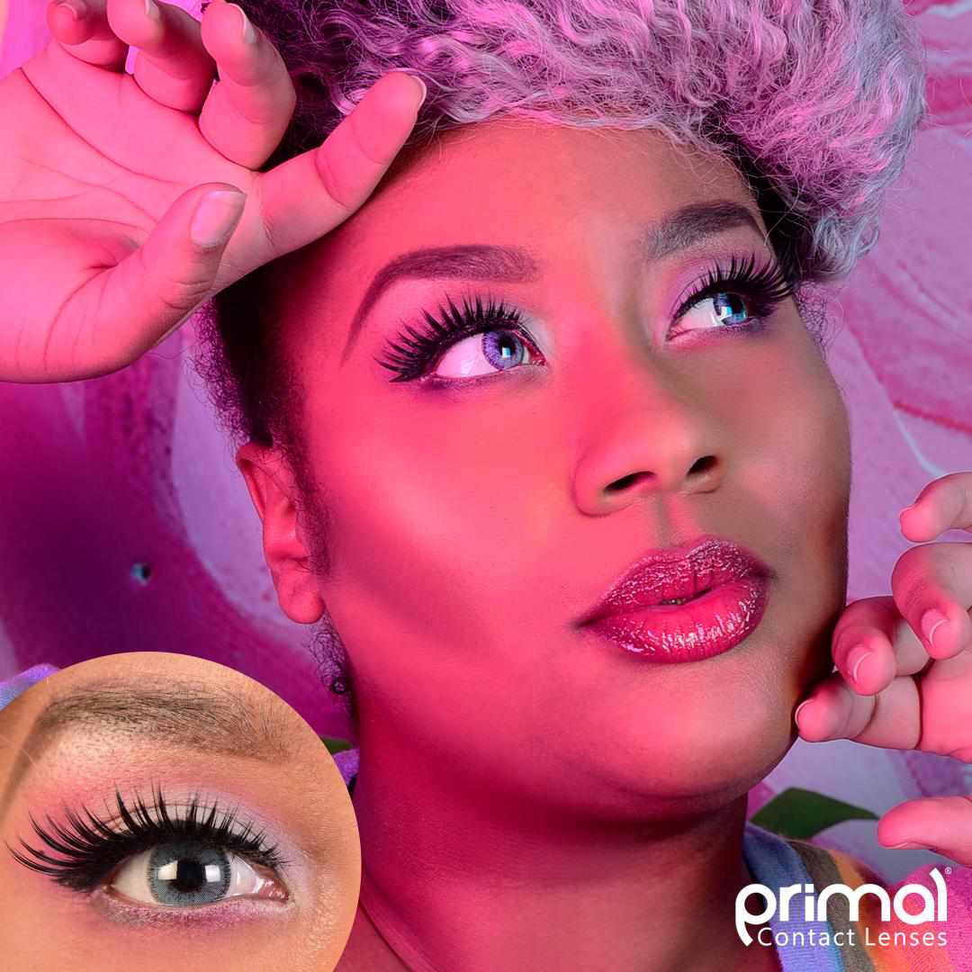 Charm Sapphire Contact Lens Model Close up