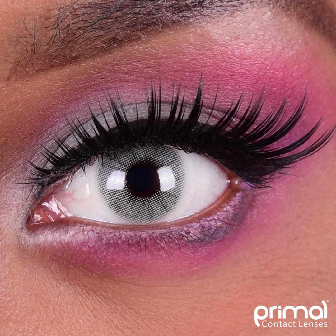 Pure Ivory Grey Natural Contacts Makeup Model Eyes Closeup