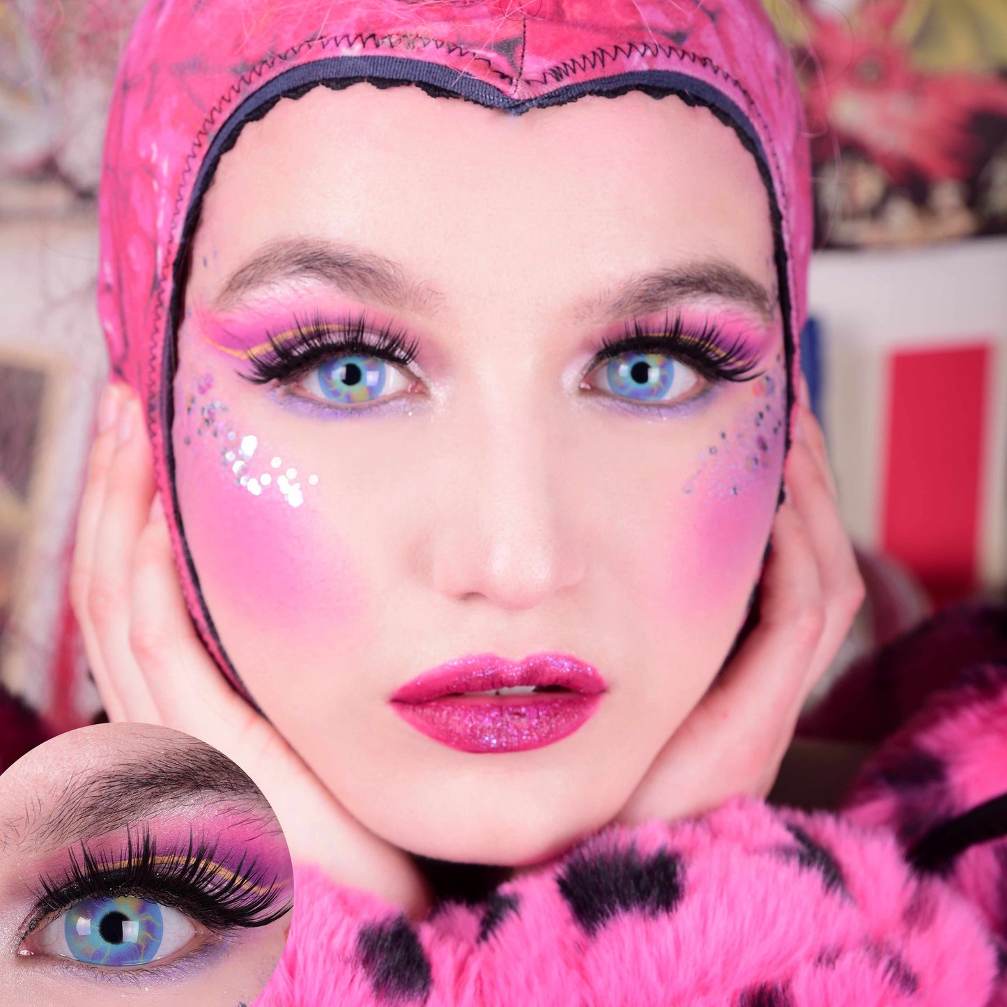 Unicorn Rainbow Colored Contacts Model Portrait