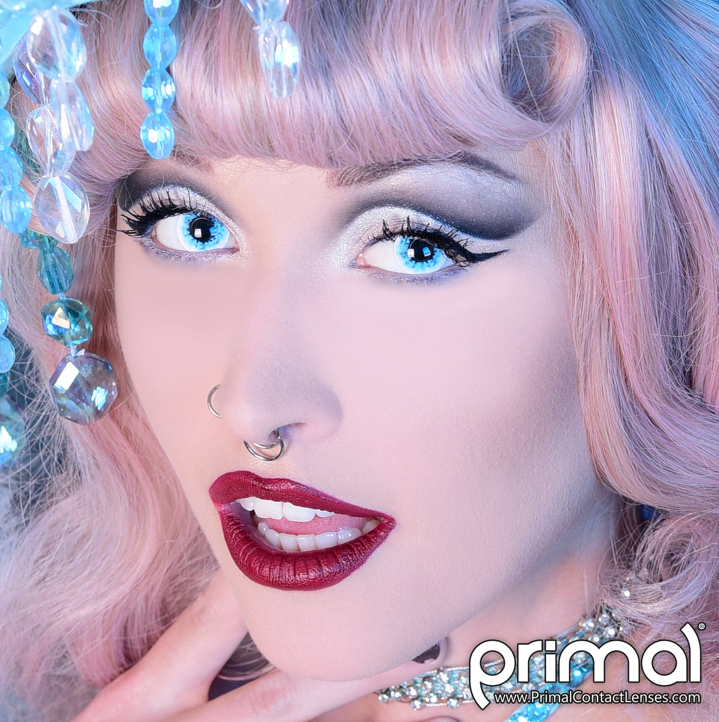 PRIMAL ® Wraith I - White & Blue Colored Contact Lenses