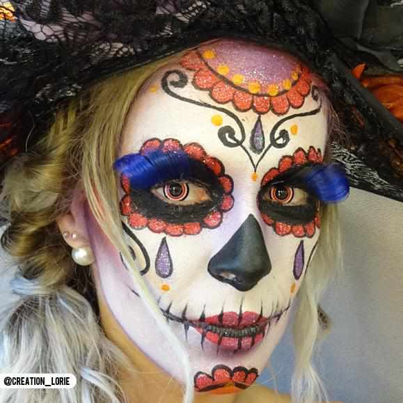 Day of the Dead Lens Sugar Skull Makeup Model
