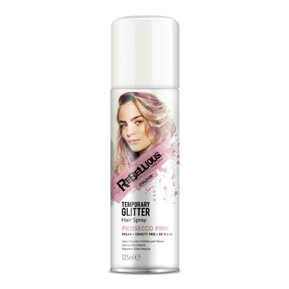 Rebellious Colour Prosecco Pink Glitter Hair Spray 125ml