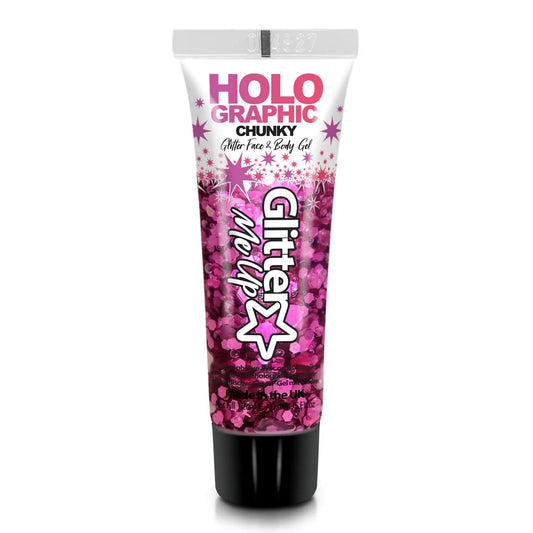Glitter Me Up Holographic Chunky Glitter Gel Princess Pink 12ml