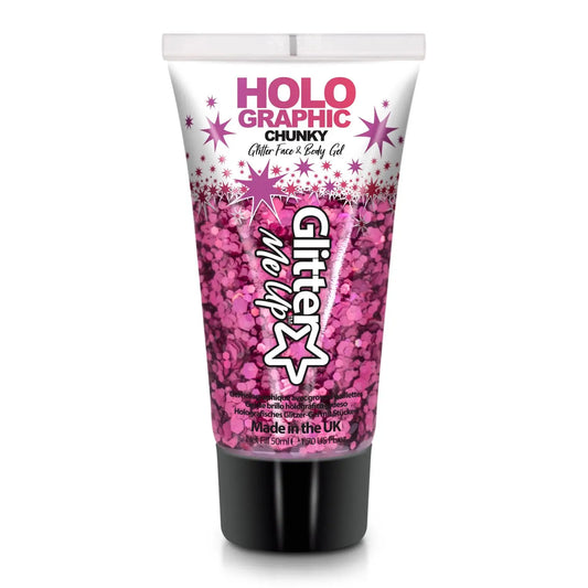 Glitter Me Up Holographic Chunky Glitter Gel Princess Pink 50ml
