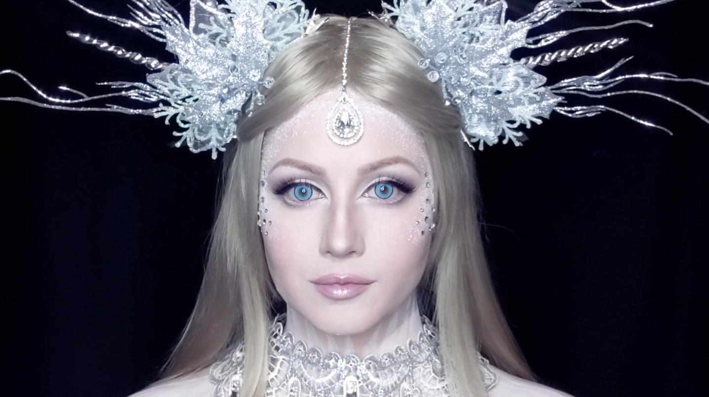 Super Hero Blue Contacts Halloween Model Portrait