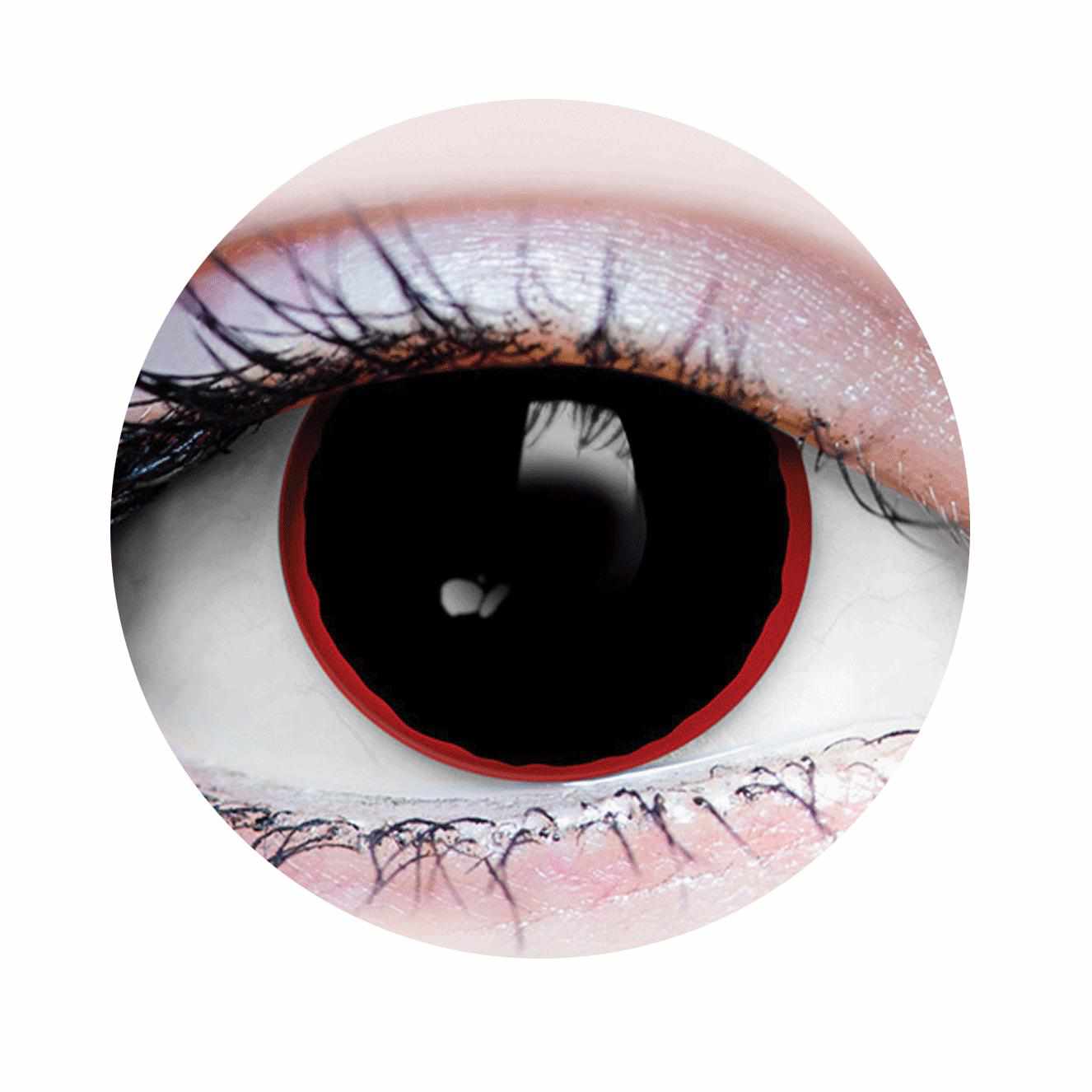 Black, Red Colored contact lenses, Halloween Cosplay, color contacts, krazy lens, fancy lens, circle lens.