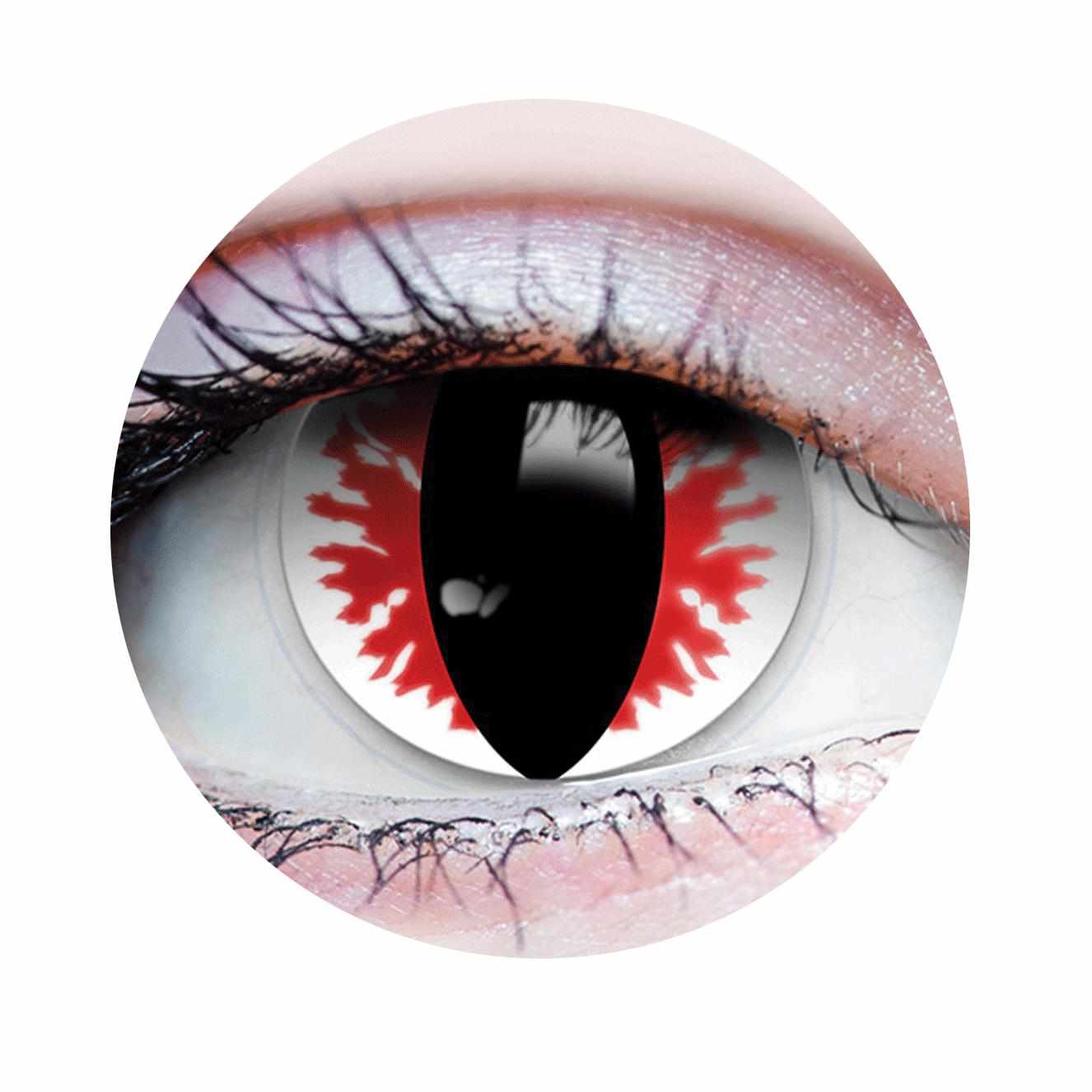 White, Red Colored contact lenses, Halloween Cosplay, color contacts, krazy lens, fancy lens, circle lens.