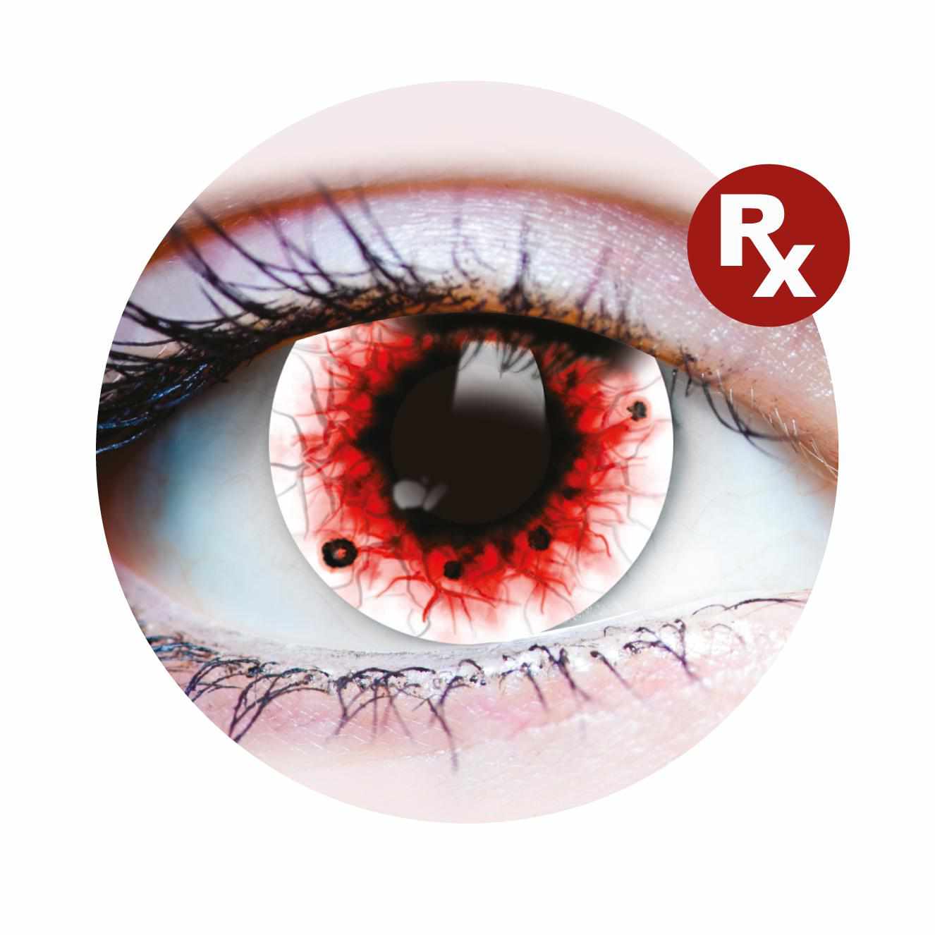Red, White Colored contact lenses, Halloween Cosplay, color contacts, krazy lens, fancy lens, circle lens.
