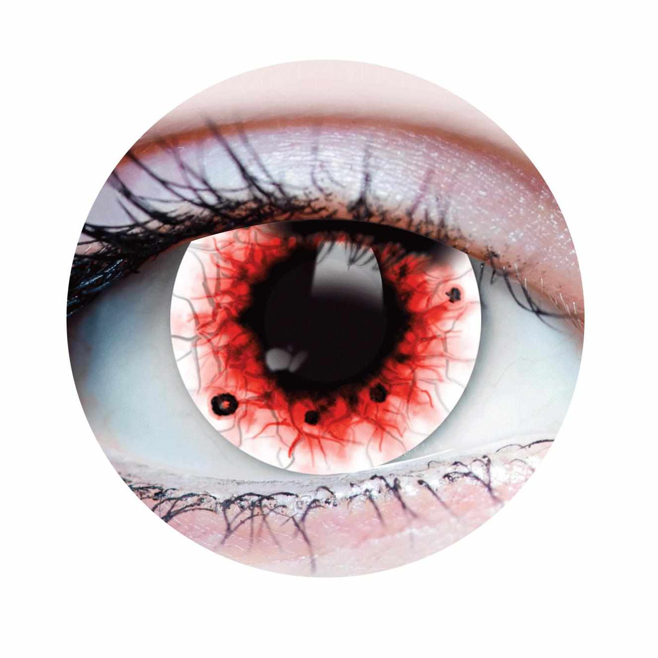 White, Red Colored contact lenses, Halloween Cosplay, color contacts, krazy lens, fancy lens, circle lens.