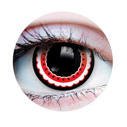 Black, Red Colored contact lenses, Halloween Cosplay, color contacts, krazy lens, fancy lens, circle lens.