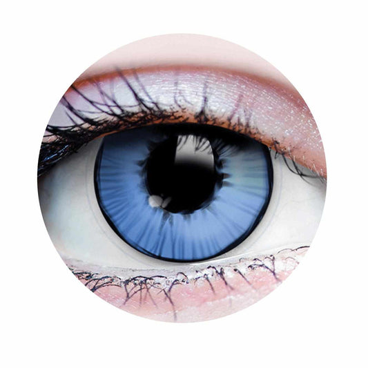PRIMAL® Capitain Super Hero blue and black Halloween Costume Contact Lenses- close up