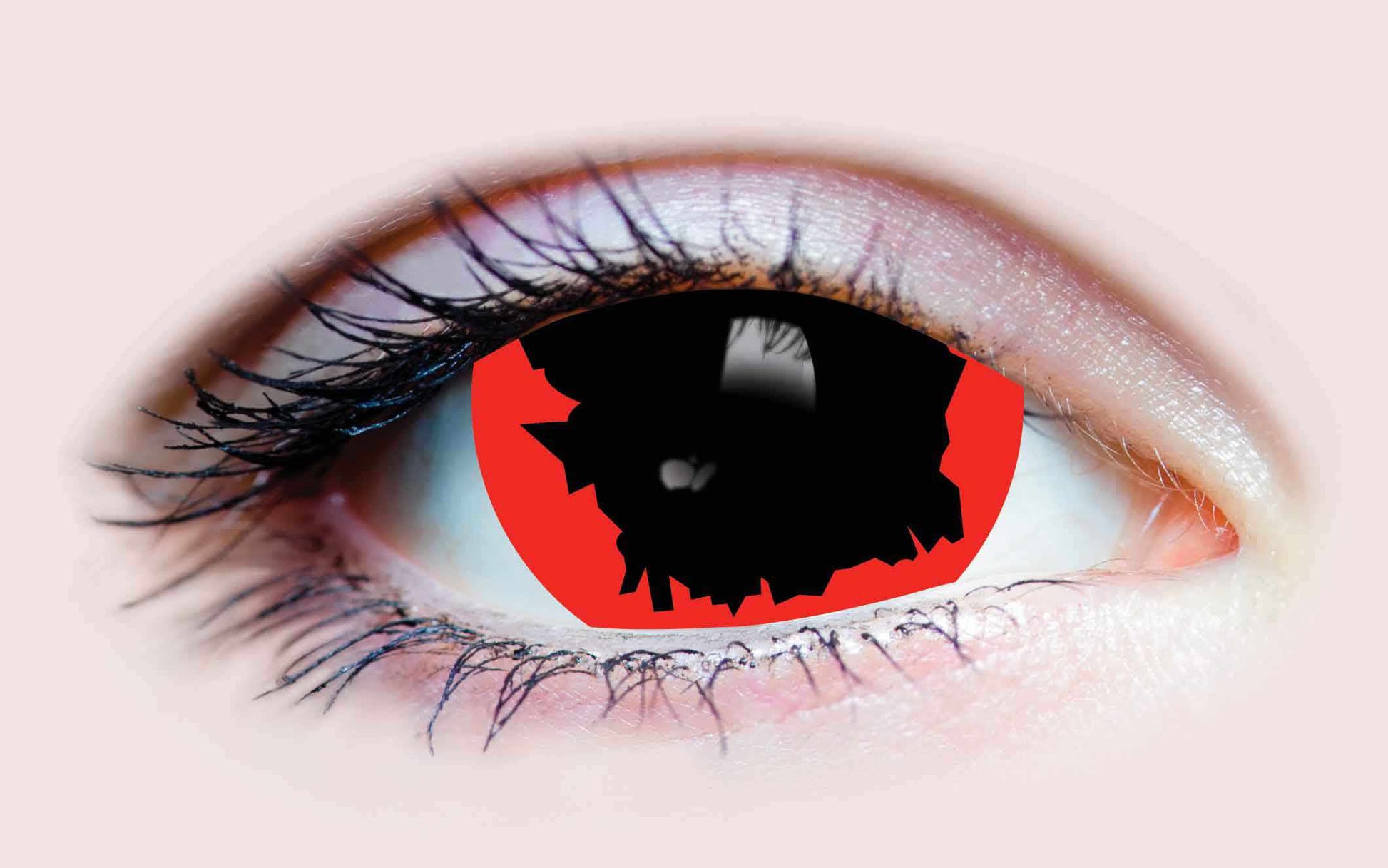 Red Witch Contact Lenses Eye Closeup