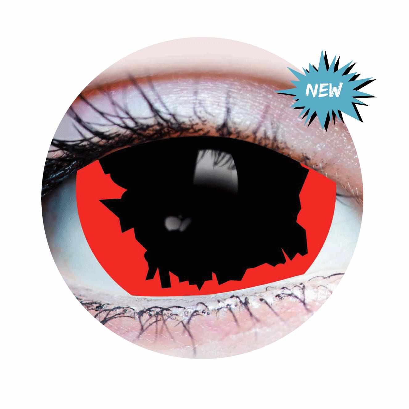 Red, Black Colored contact lenses, Halloween Cosplay, color contacts, krazy lens, fancy lens, circle lens.