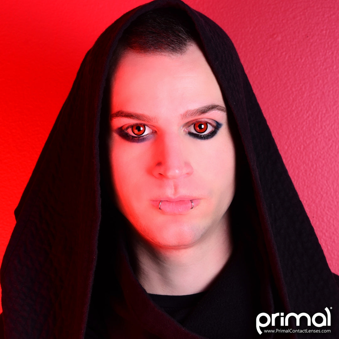 Red Blood Colored Contacts Model Straight Portrait