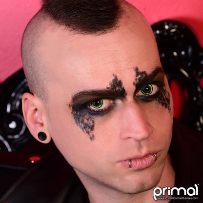 Green Lizard Contact Lenses Model Portrait