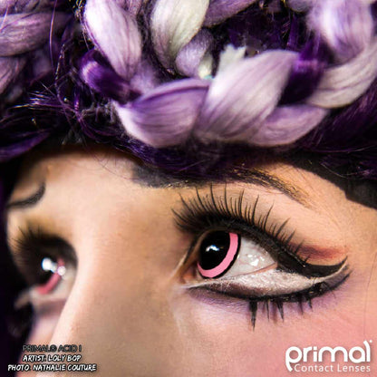 Pink, Black Colored contact lenses, Halloween Cosplay, color contacts, krazy lens, fancy lens, circle lens.