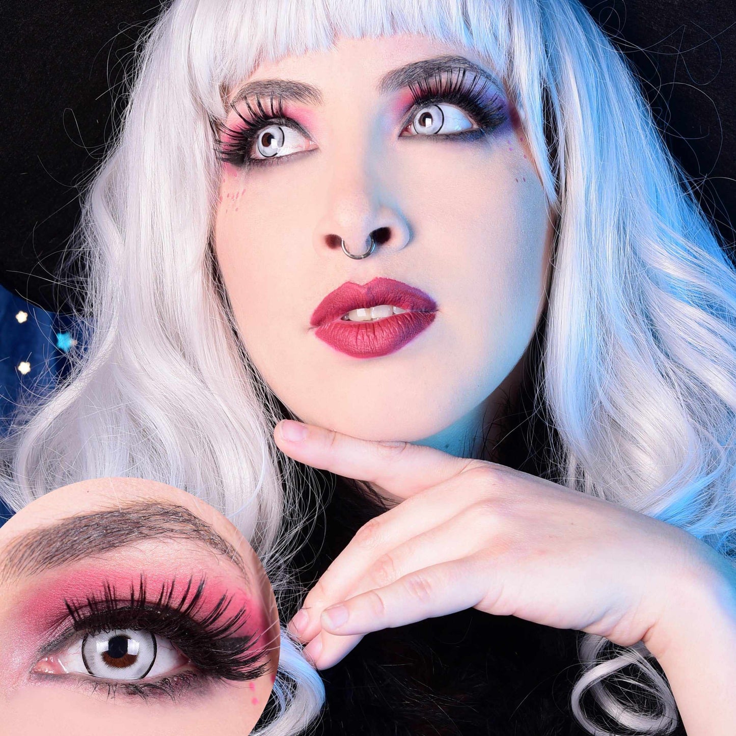 Grey Colored contact lenses, Halloween Cosplay, color contacts, krazy lens, fancy lens, circle lens.