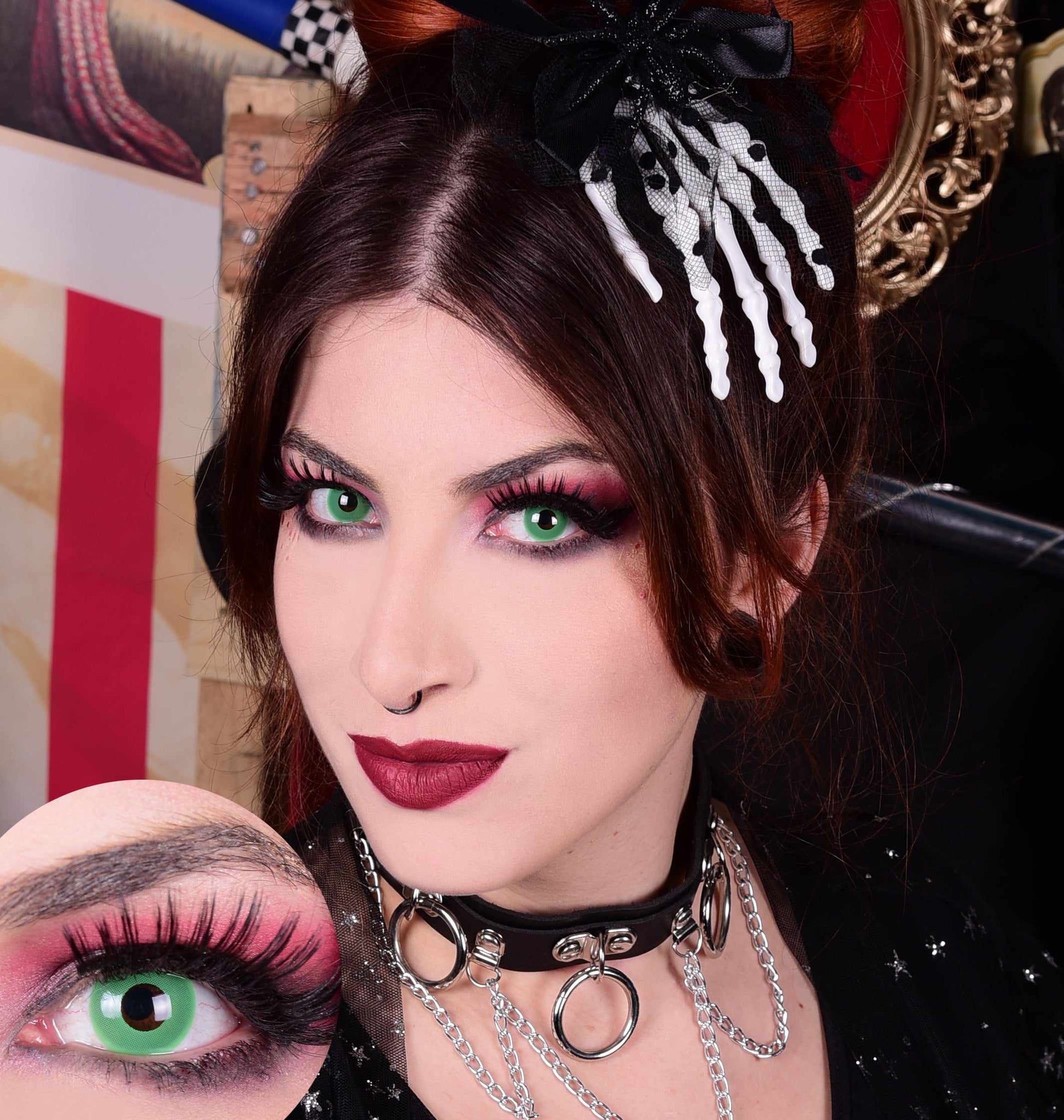 Green Hulk Contact Lenses Model Portrait