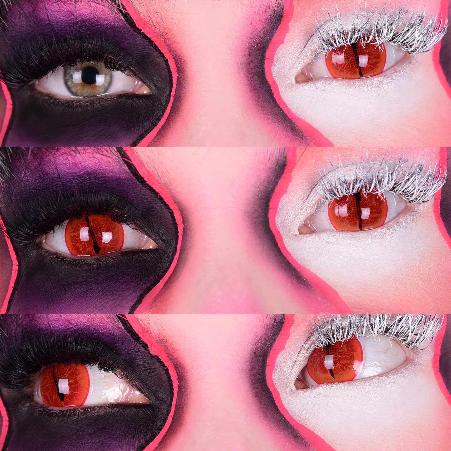 Red Colored contact lenses, Halloween Cosplay, color contacts, krazy lens, fancy lens, circle lens.