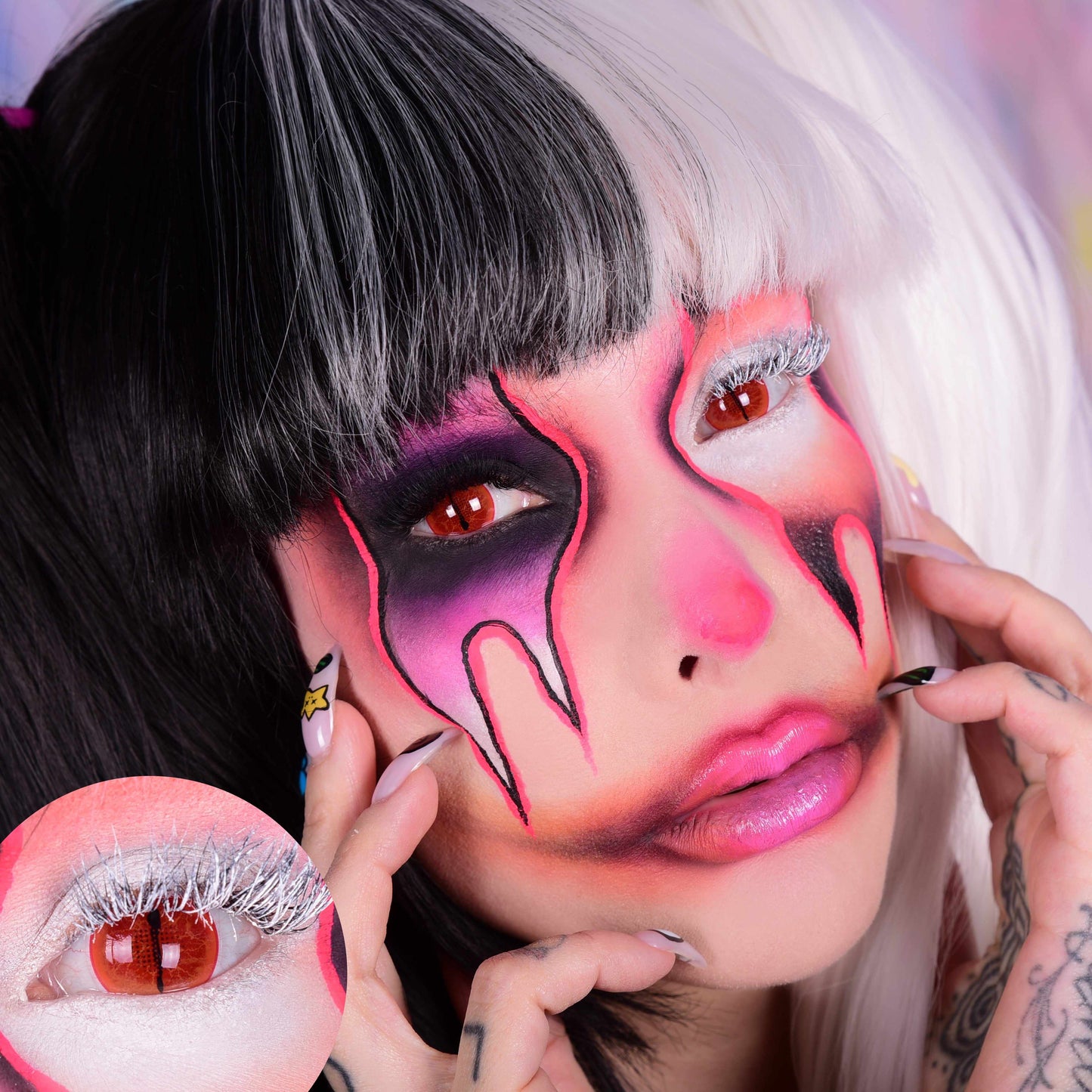 Red Colored contact lenses, Halloween Cosplay, color contacts, krazy lens, fancy lens, circle lens.