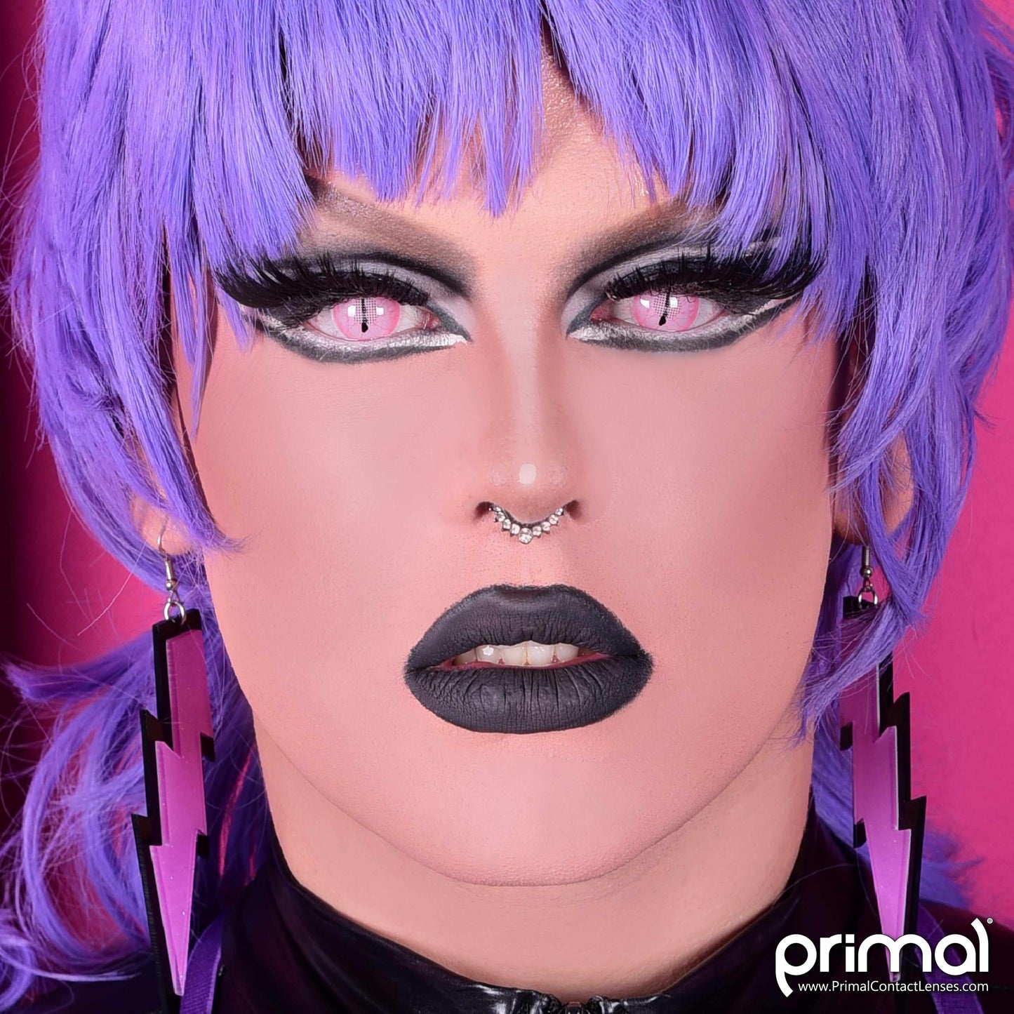 Pink Demon Slayer Contact Lenses Model Portrait