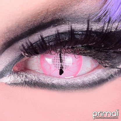 Pink Demon Slayer Contact Lens Eyes Closeup