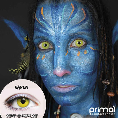 Raven Yellow Contact Lenses Model Portrait