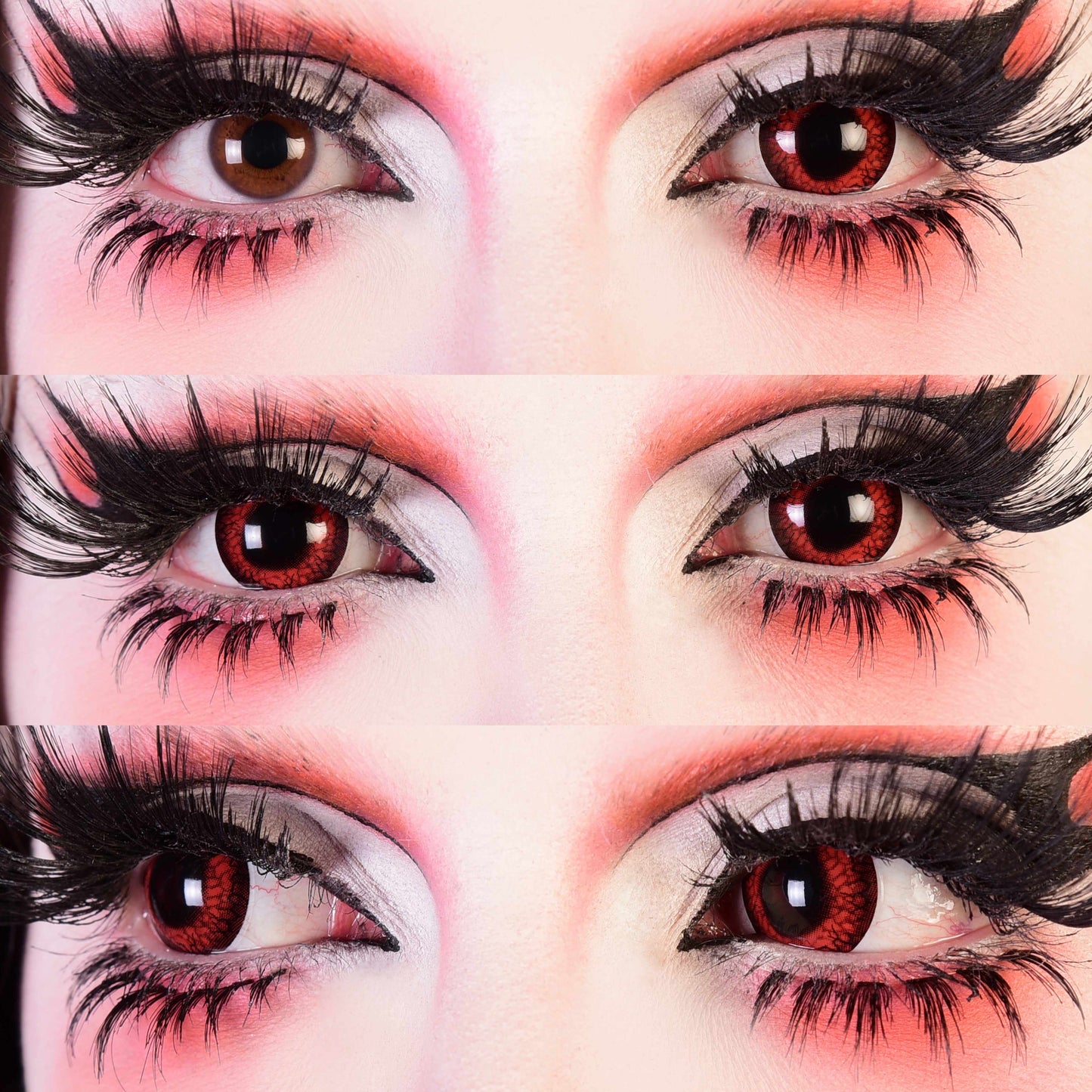 Red Colored contact lenses, Halloween Cosplay, color contacts, krazy lens, fancy lens, circle lens.