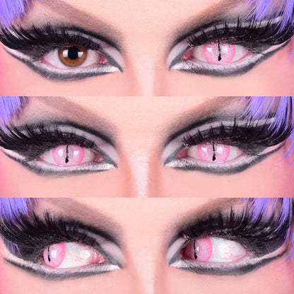 Pink Colored contact lenses, Halloween Cosplay, color contacts, krazy lens, fancy lens, circle lens.
