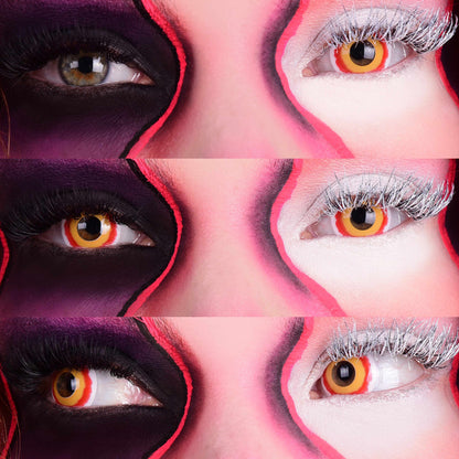 Red, Yellow Colored contact lenses, Halloween Cosplay, color contacts, krazy lens, fancy lens, circle lens.