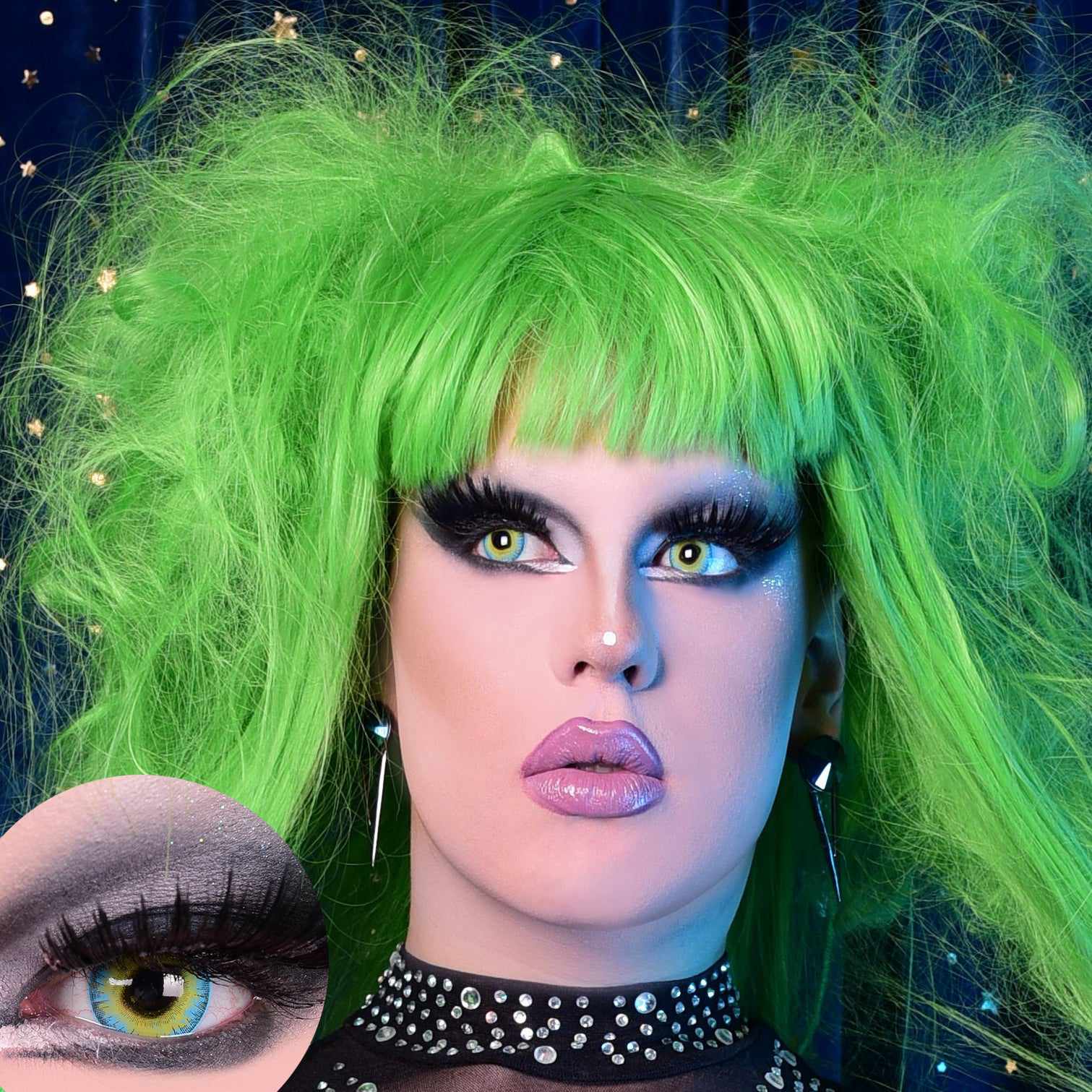 Strange Contact Lenses Makeup Model Portrait