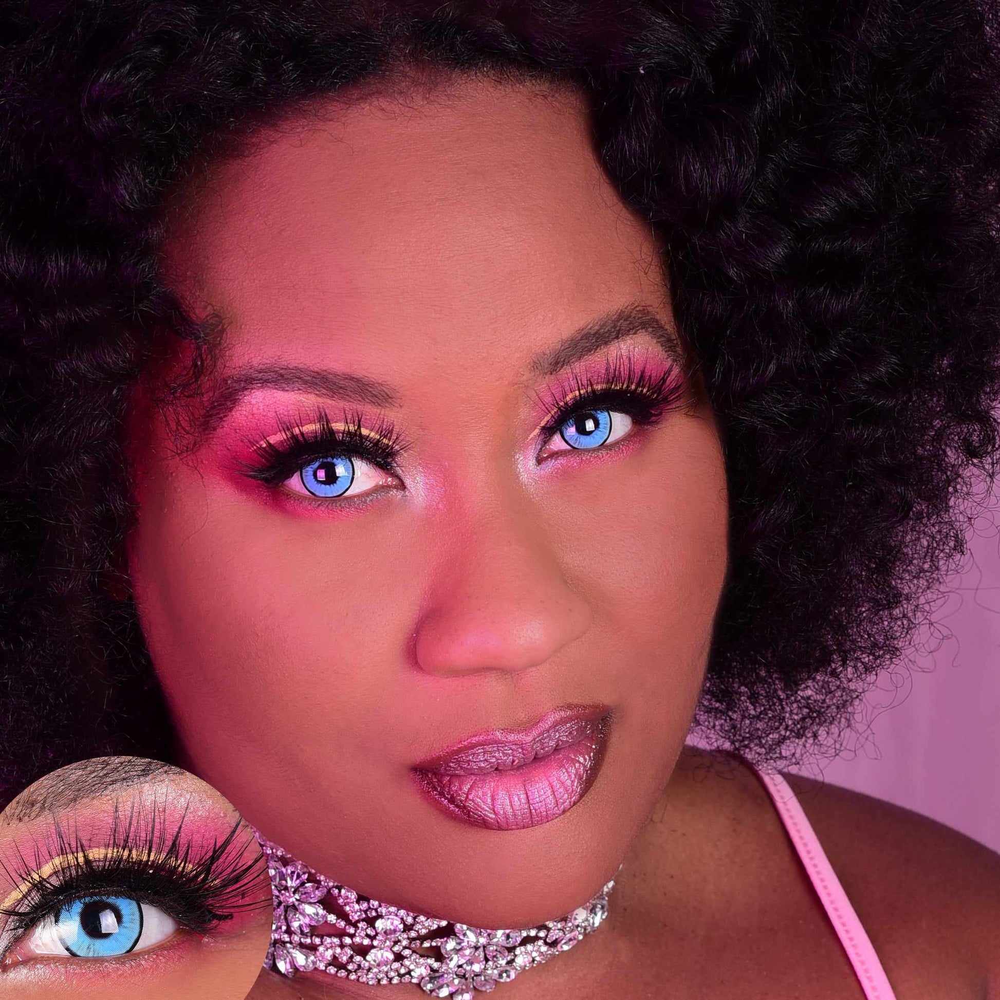 Super Hero blue Contacts Model Portrait