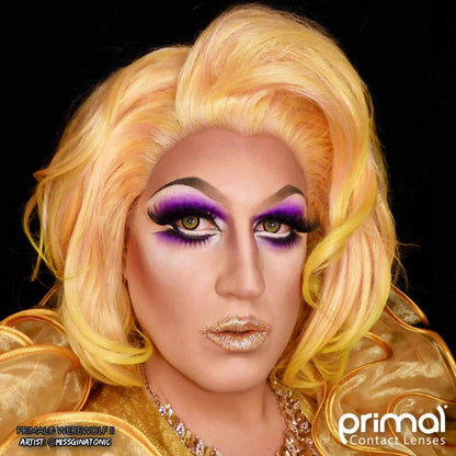 Yellow Werewolf Contact Lenses Makeup Model Portraitv2