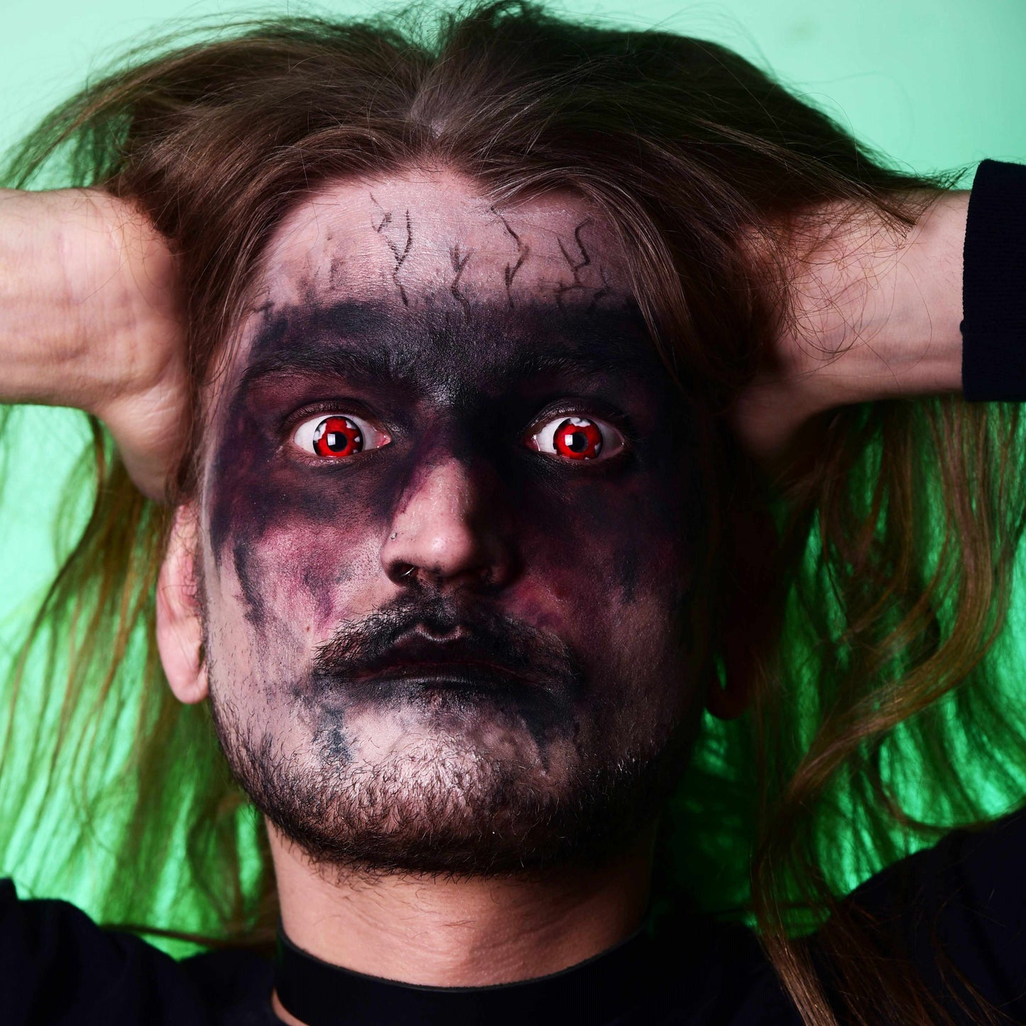 Walking Dead Red Contact Lenses Model Portrait