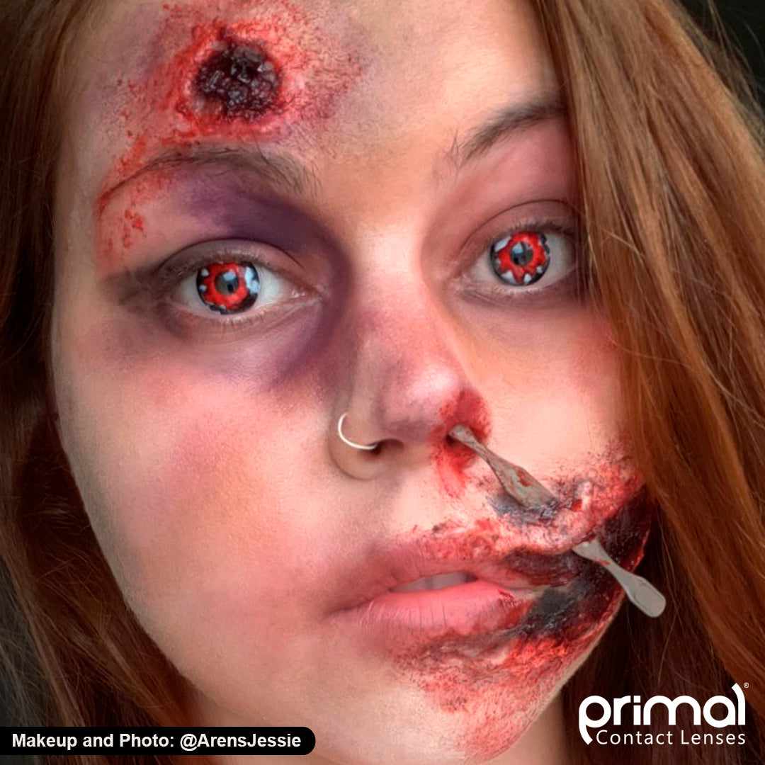 Walking Dead Red Contact Lenses Makeup Model Portraits