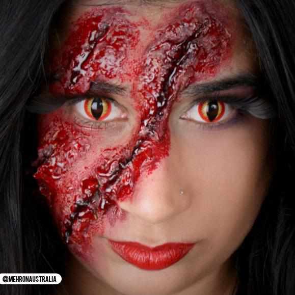 Dragon Red Colored Contacts Makeup Model Portrait