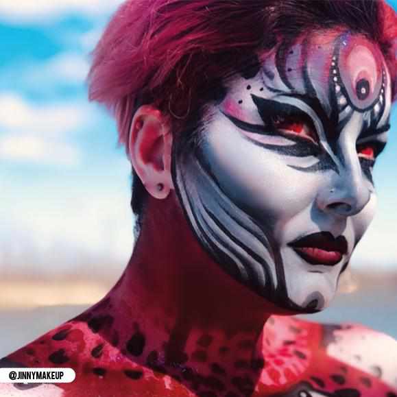 Evil Eyes Colored Contacts Makeup Model Portrait