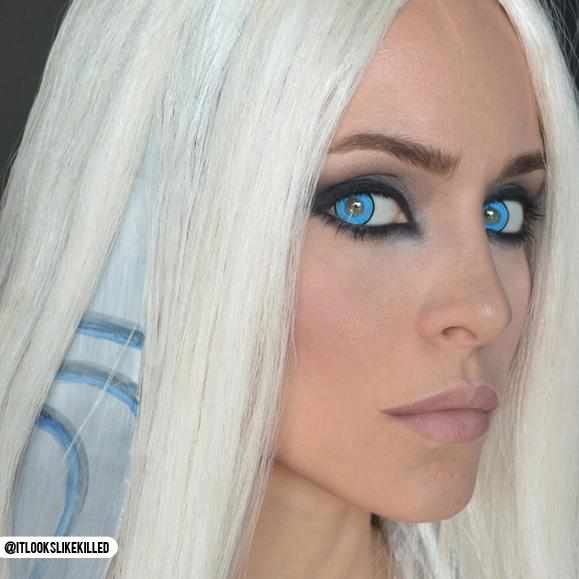 PRIMAL® Capitain Super Hero blue and black Halloween Costume Contact Lenses-make up