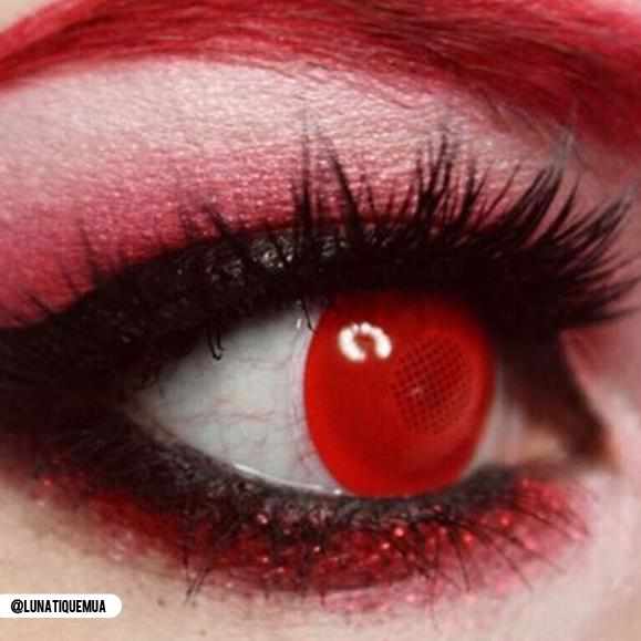 Red Blind Contact Lens Eye Closeup